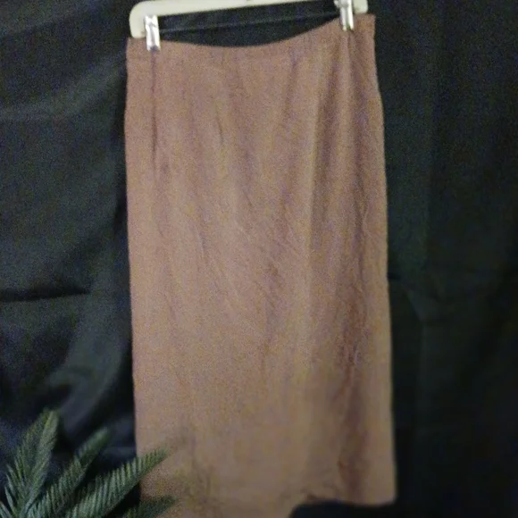 90s Vintage Hugo Buscati Taupe Silk Skirt sz lg - Picture 8 of 11